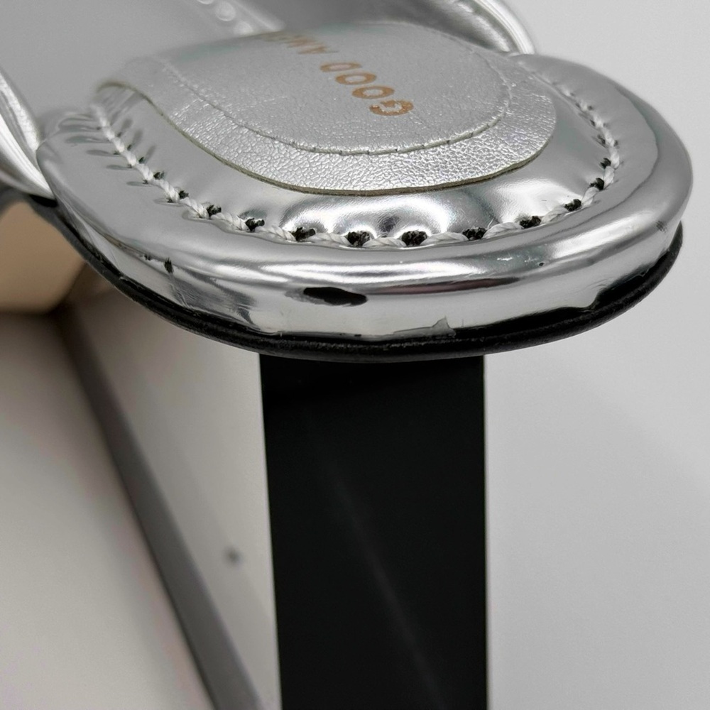 NEW Good American Clear Block Heel Thong Sandals dust bag no box Silver Sz 12 - Picture 8 of 16